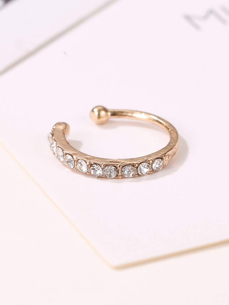 1pc Women's Simple Classic Waterdrop Rhinestone Clip-on Earring, Suitable For Daily Wear