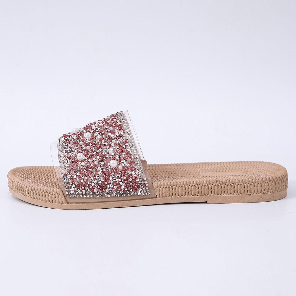 со стразами Одноцветный Модный Тапочки & Вьетнамки
