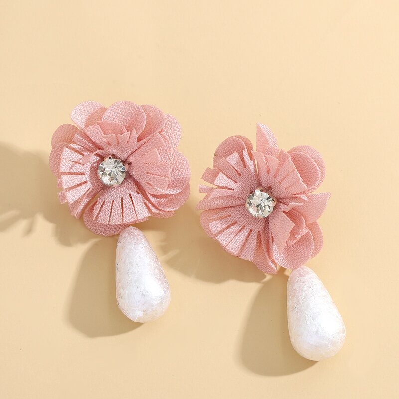 

Flower Decor Faux Pearl Drop Earrings, Pink