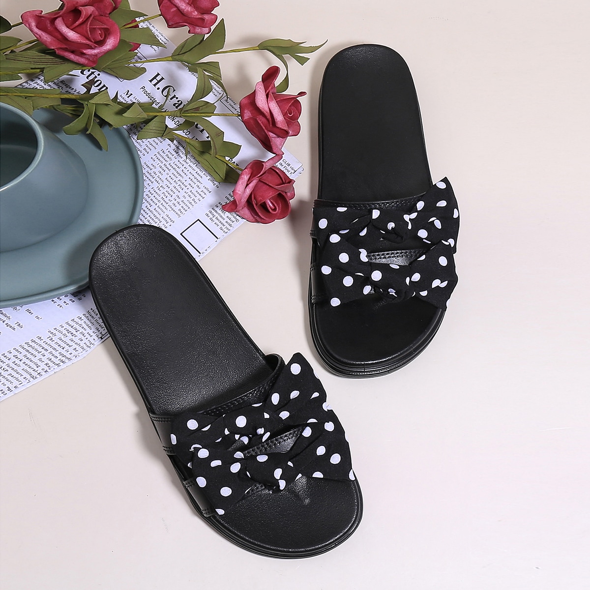 с бантом В горошек Институтский Тапочки & Вьетнамки