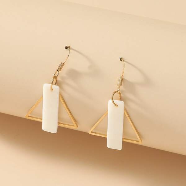 

Triangle Decor Drop Earrings, Gold