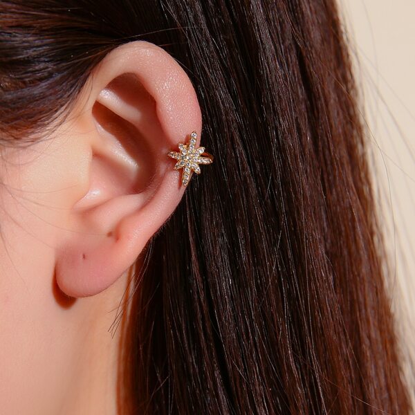 

Zircon Decor Star Ear Cuff, Gold