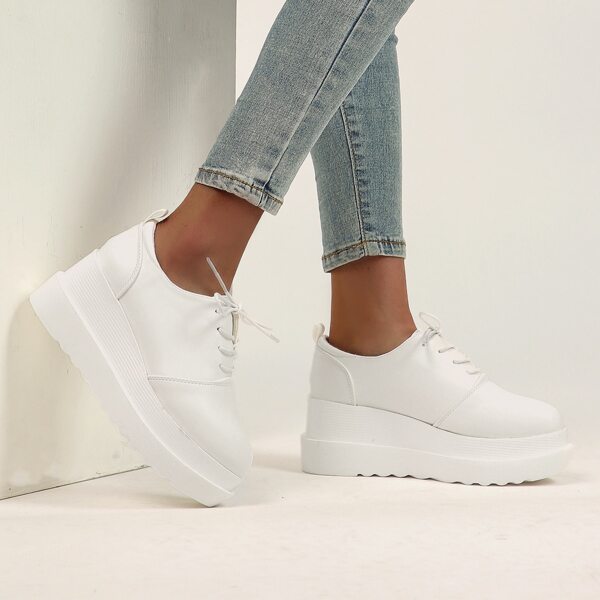 

Lace Up Front Flatform Shoes, White