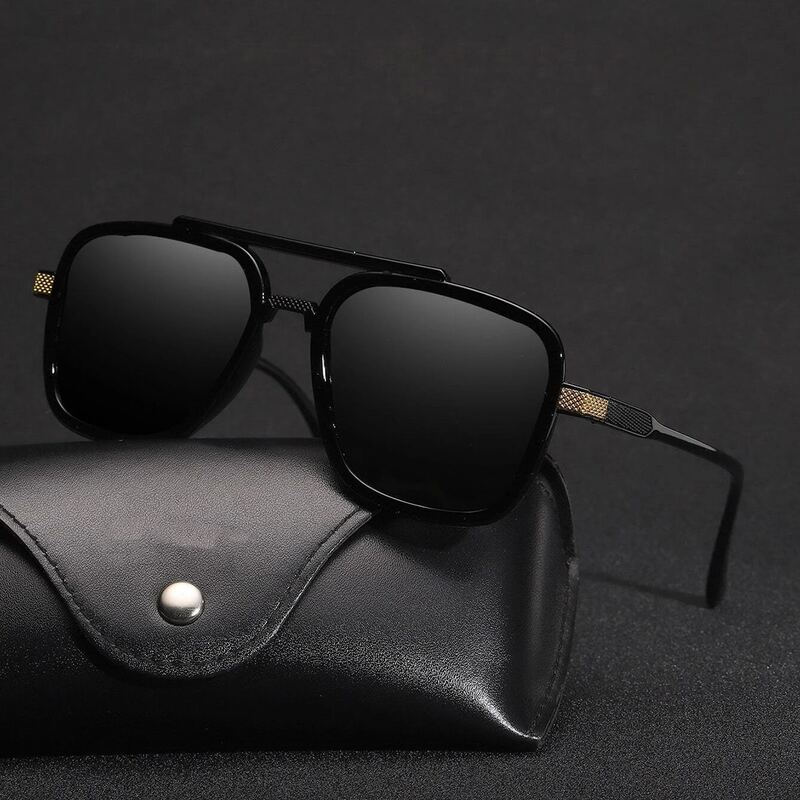 

Guys Top Bar Square Frame Sunglasses, Black