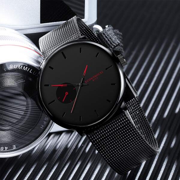 

Men Mesh Strap Round Pointer Quartz Watch