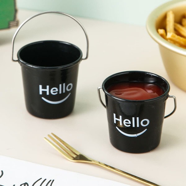 

1pc Bucket Design Sauce Cup, Black