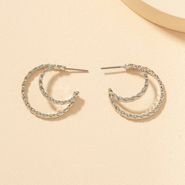 

Twist Cuff Hoop Earrings, Silver