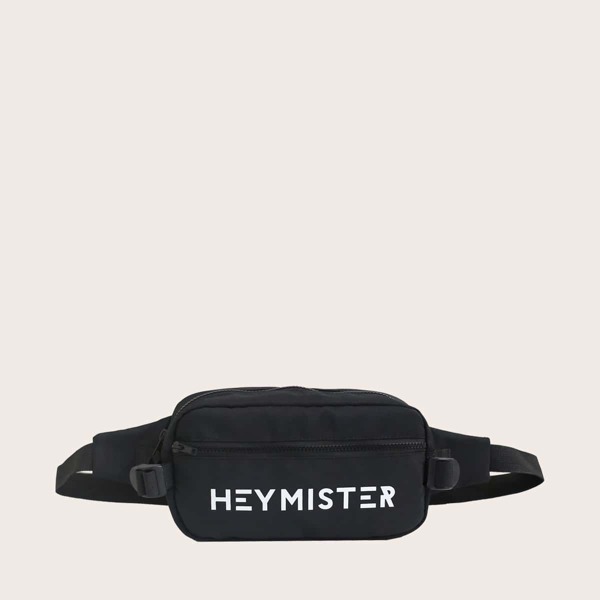 

Men Letter Graphic Fanny Pack, Black