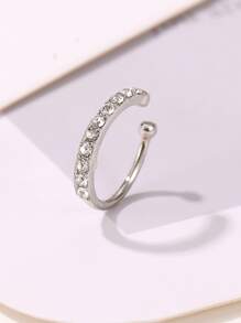 1 chiếc kẹp tai đính đá giả cổ điển đơn giản và thời trang thích hợp để đeo hàng ngày cho phụ nữ - Bạc - Xem 2