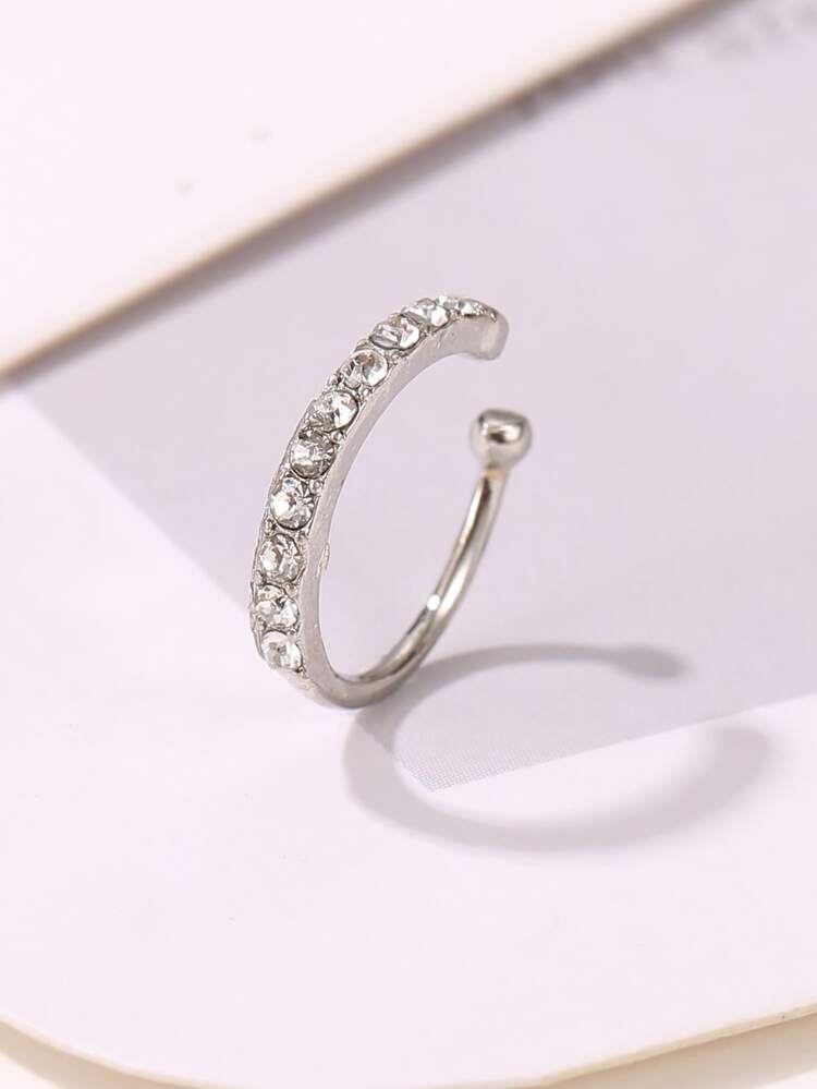 1pc Simple & Fashionable Classic Rhinestones Inlaid Ear Clip Suitable For Daily Wear For Women