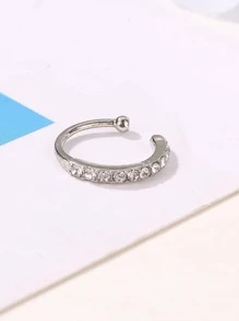 1 chiếc kẹp tai đính đá giả cổ điển đơn giản và thời trang thích hợp để đeo hàng ngày cho phụ nữ - Bạc - Xem 3