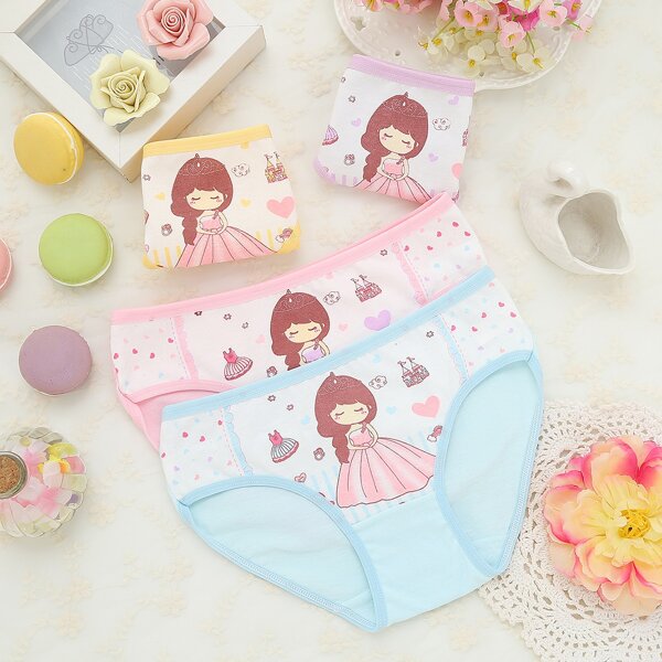 

Toddler Girls 4pcs Figure Graphic Underwear, Multicolor