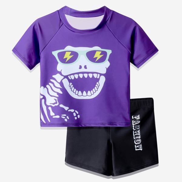 

Boys Dinosaur Skeleton Print Swimsuit, Multicolor