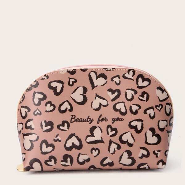 

Heart Pattern Zipper Makeup Bag, Multicolor