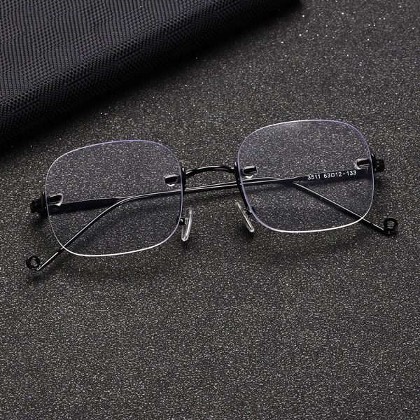

Men Rimless Frame Glasses, Black