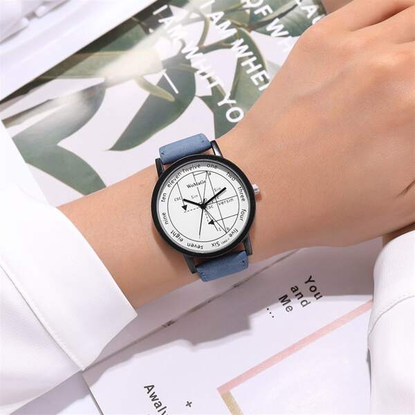 

Geometric Pattern Round Pointer Quartz Watch