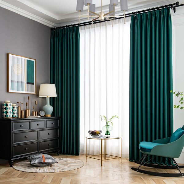 

Plain Single Panel Blackout Curtain, Dark green
