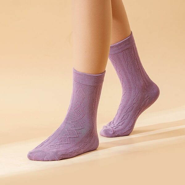 

Solid Plain Socks, Purple