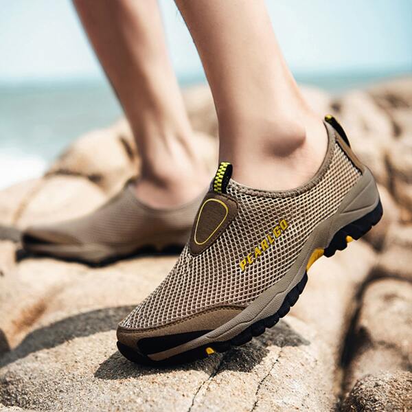 

Men Slip On Hollow Out Sneakers, Khaki