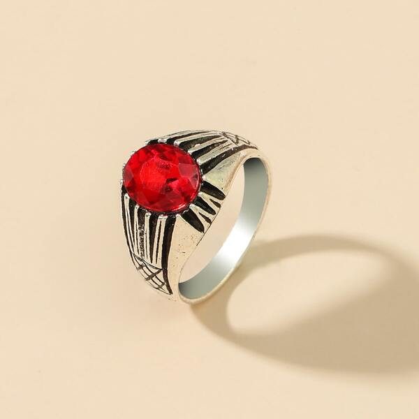 

Rhinestone Decor Ring, Antique silver
