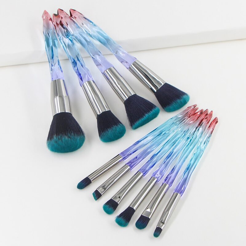 

10pcs Ombre Handle Makeup Brush Set, Multicolor