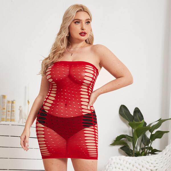 

Plus Cut-out Bandeau Dress, Red