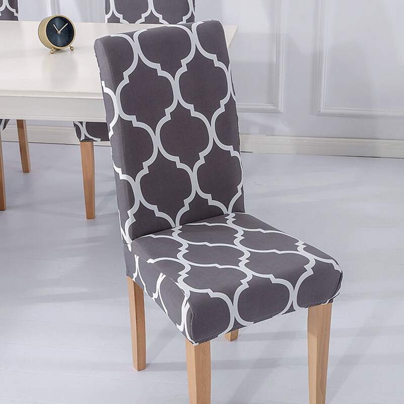 

Geometric Pattern Stretchy Chair Cover, Dark grey