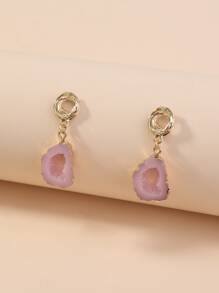 Pink Drop Earrings - Pink - View 1