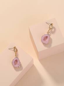 Pink Drop Earrings - Pink - View 2