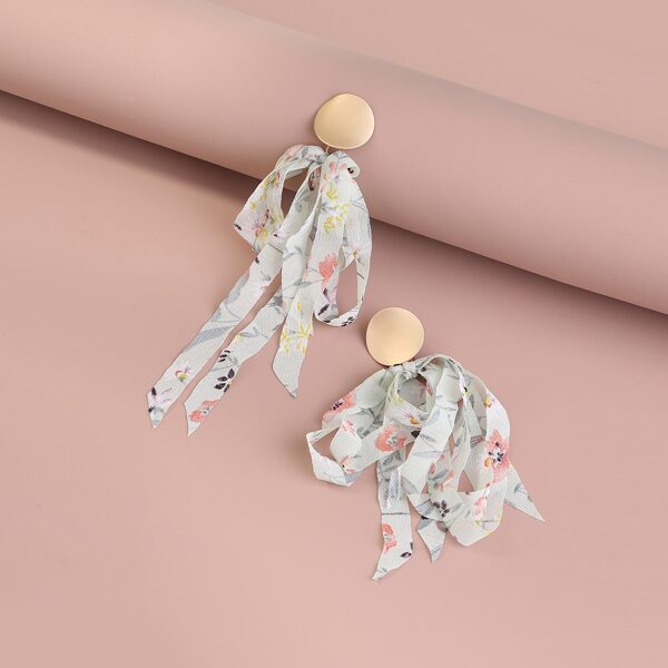 

Round Decor Bow Knot Drop Earrings, Multicolor