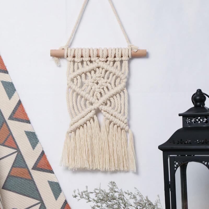 

1pc Macrame Tassel Wall Hanging, Beige