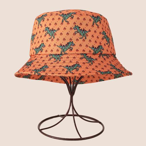 

Cartoon Animal Print Bucket Hat, Multicolor