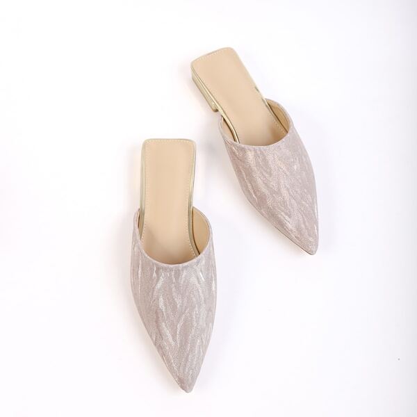 

Point Toe Flat Mules, Champagne