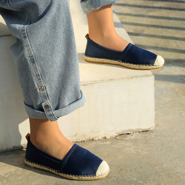 

Cap Toe Espadrille Flats, Blue