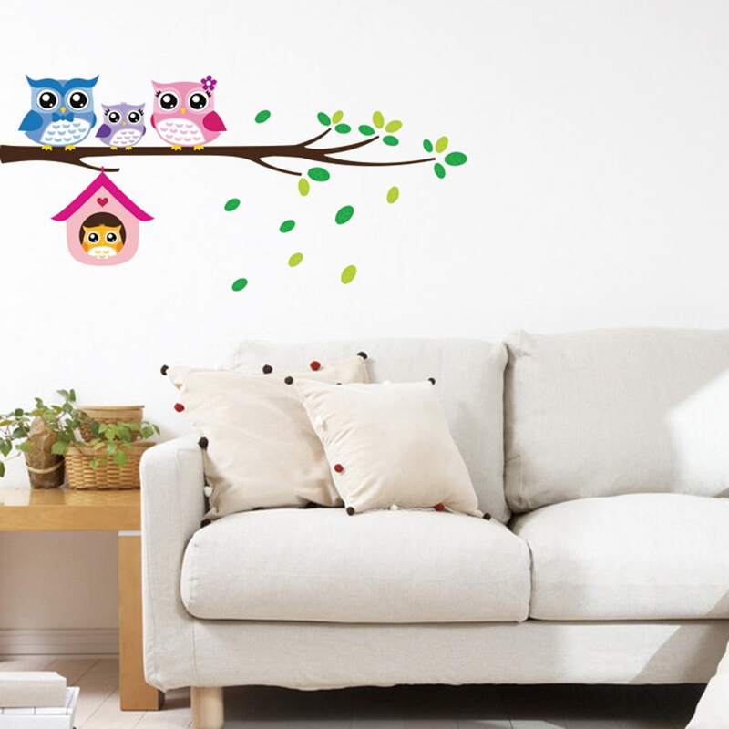 

Kids Cartoon Owl Print Wall Sticker, Multicolor