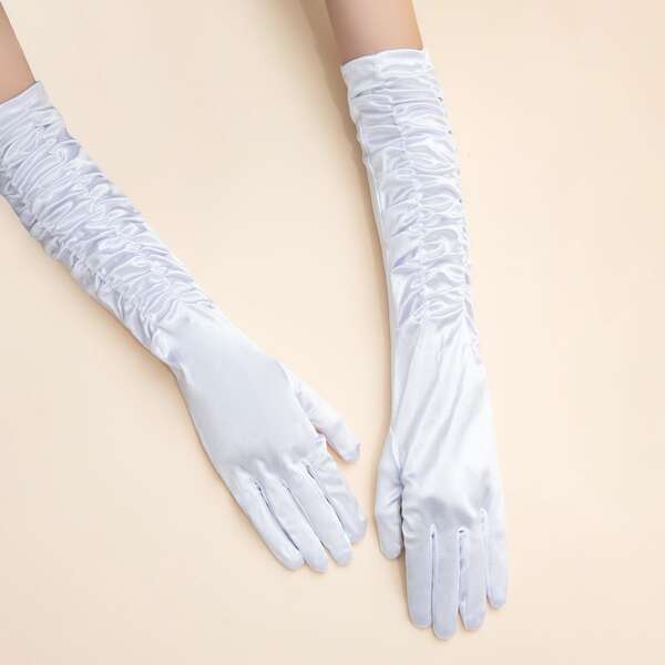 

Solid Elbow Gloves, White