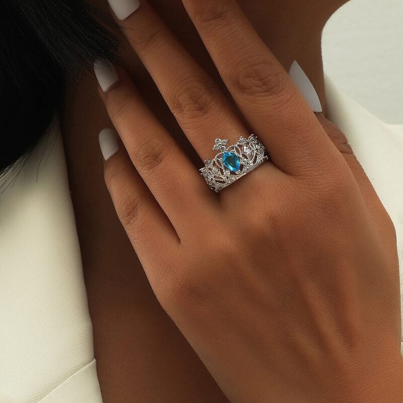 

Zircon Decor Ring, Baby blue