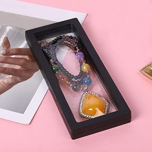 

1pc Clear Jewelry Storage Box, Black