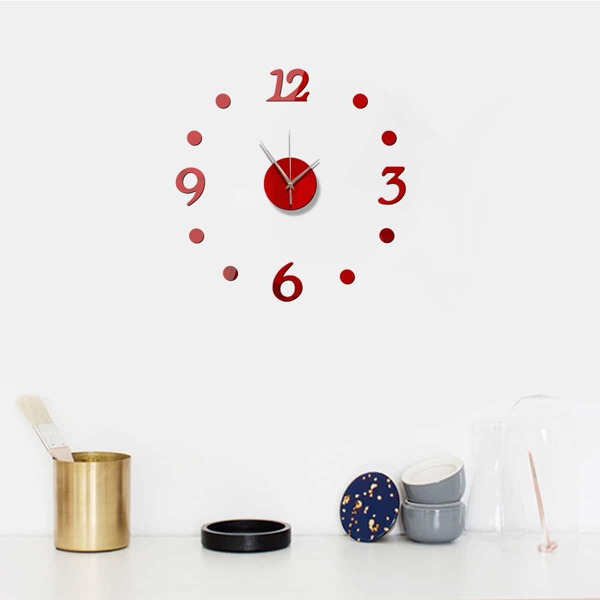 

Dot Design Mirror Surface Wall Clock, Red