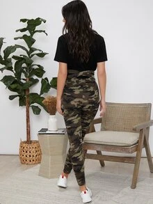 SHEIN Maternity Cross Back Camo Leggings - Multicolor - View 3