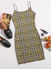 SHEIN EZwear 大碼生菜邊格紋洋裝