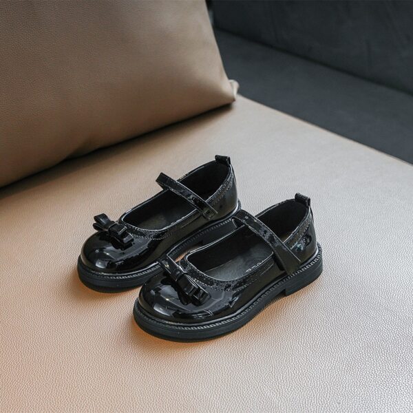 

Girls Bow Decor Mary Jane Flats, Black