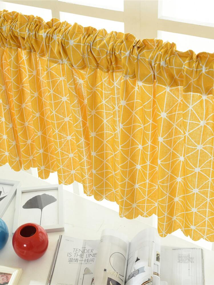 Geometric Pattern Valance - Yellow - View 1