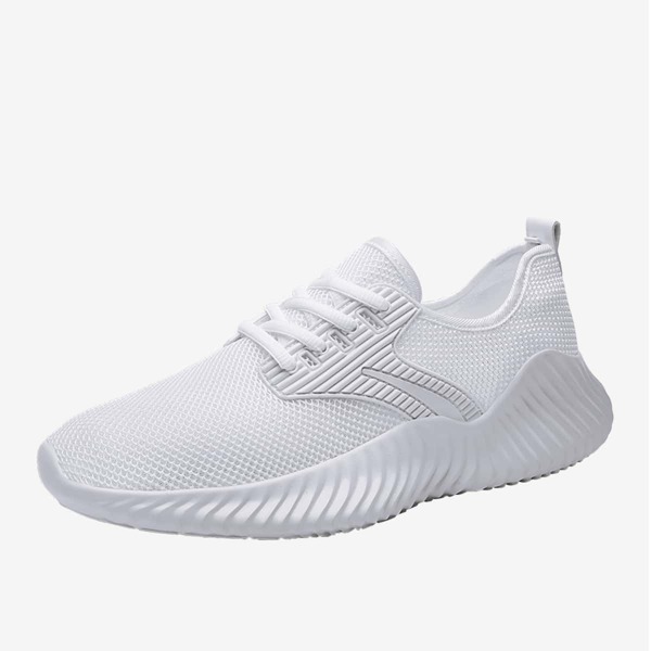 

Men Lace-up Front Knit Sneakers, White