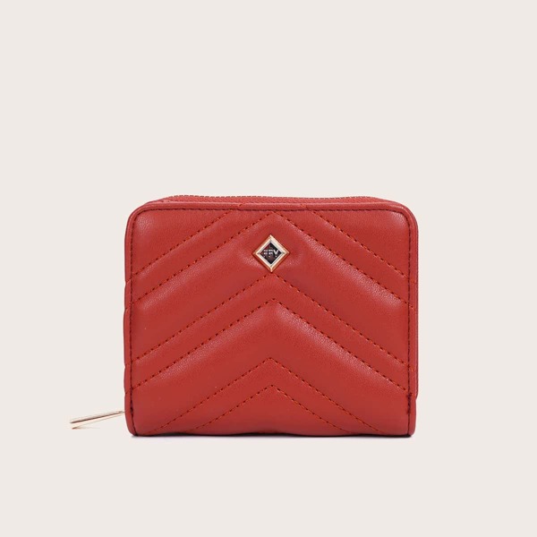 

Chevron Zip Around Purse, Red