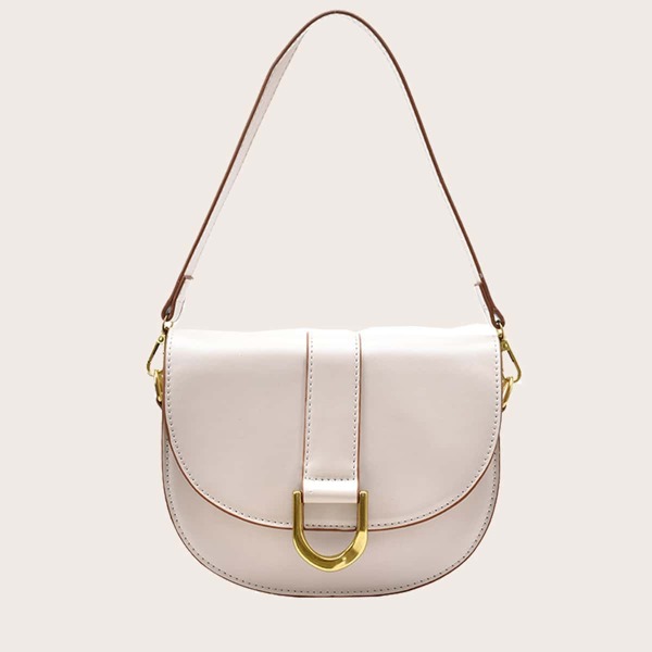 

Metal Decor Saddle Bag, White
