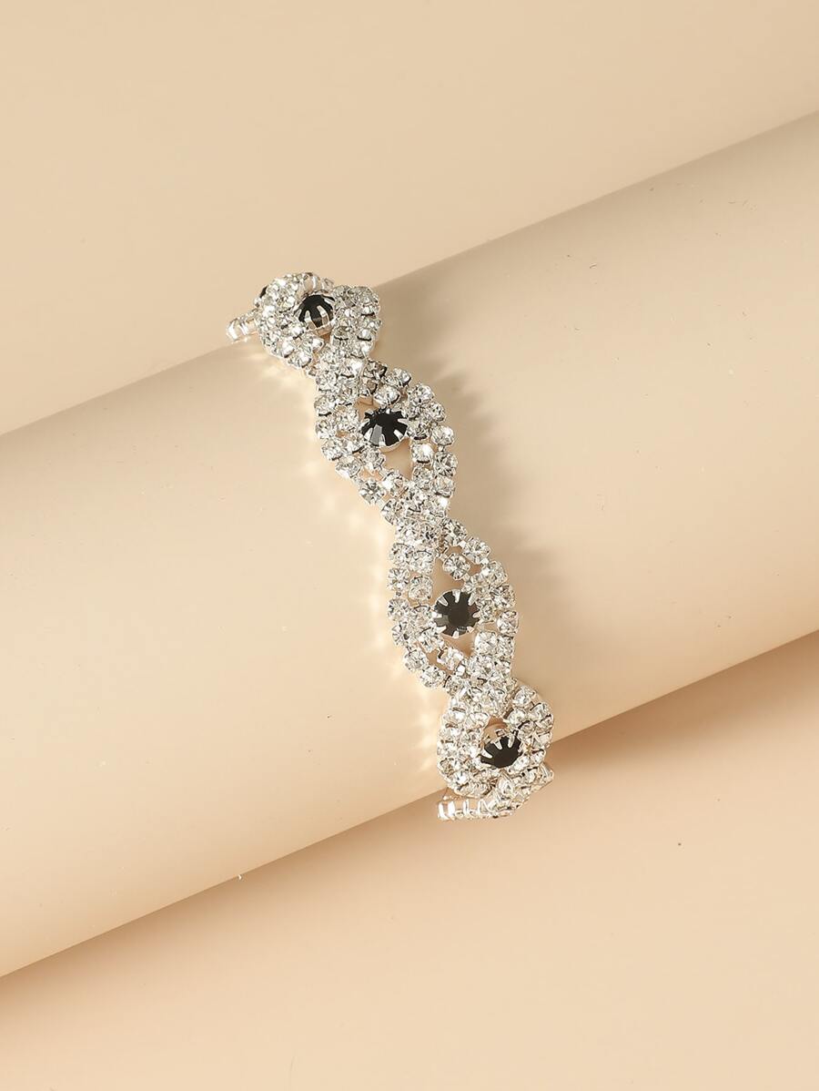 Vòng đeo tay trang trí Rhinestone - Bạc - Xem 1