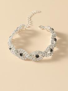 Vòng đeo tay trang trí Rhinestone - Bạc - Xem 2