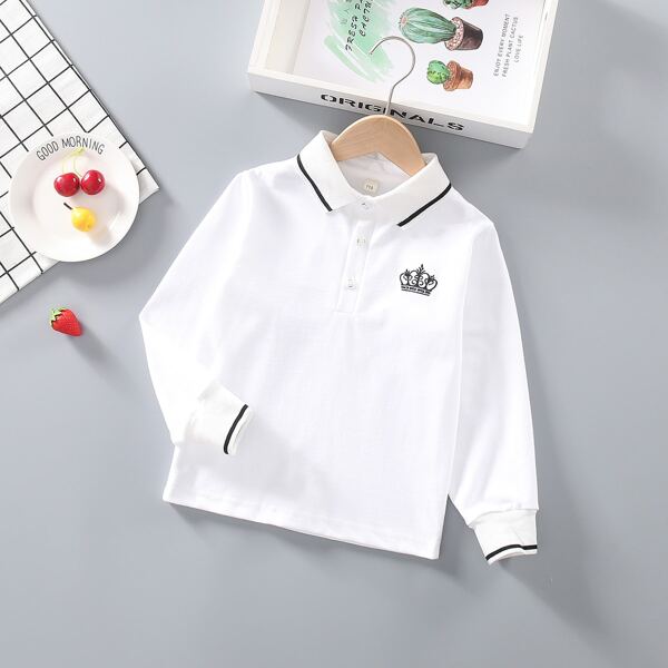 

Toddler Boys Embroidery Detail Polo Shirt, White