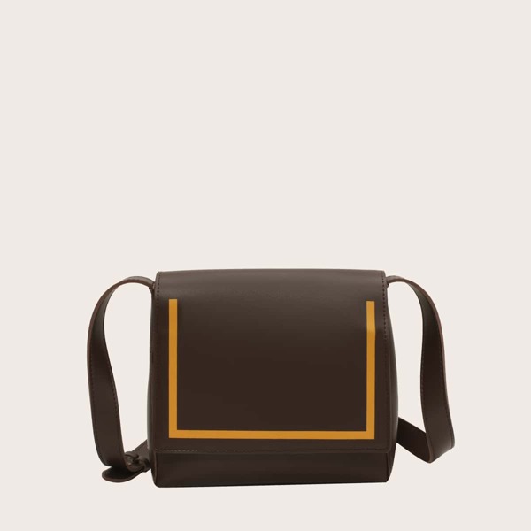 

Two Tone Flap Crossbody Bag, Coffee brown